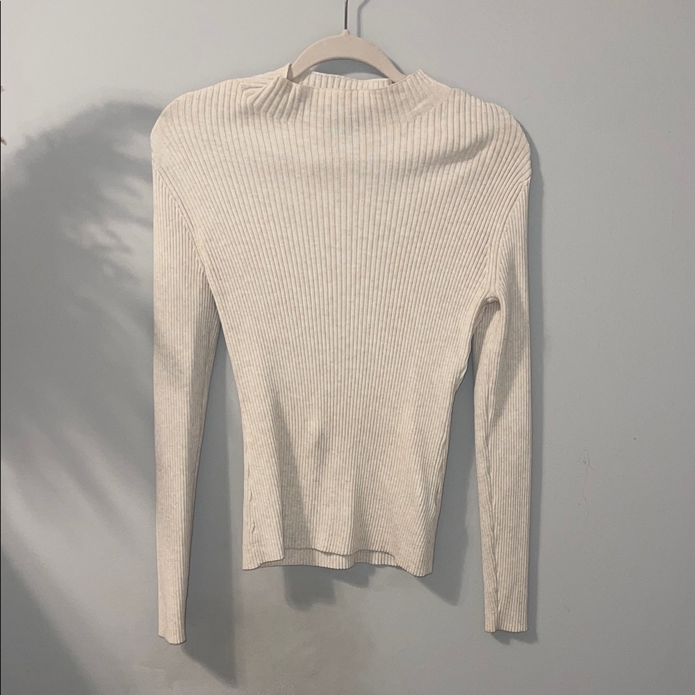 H&M Cream Ribbed Knit Top
